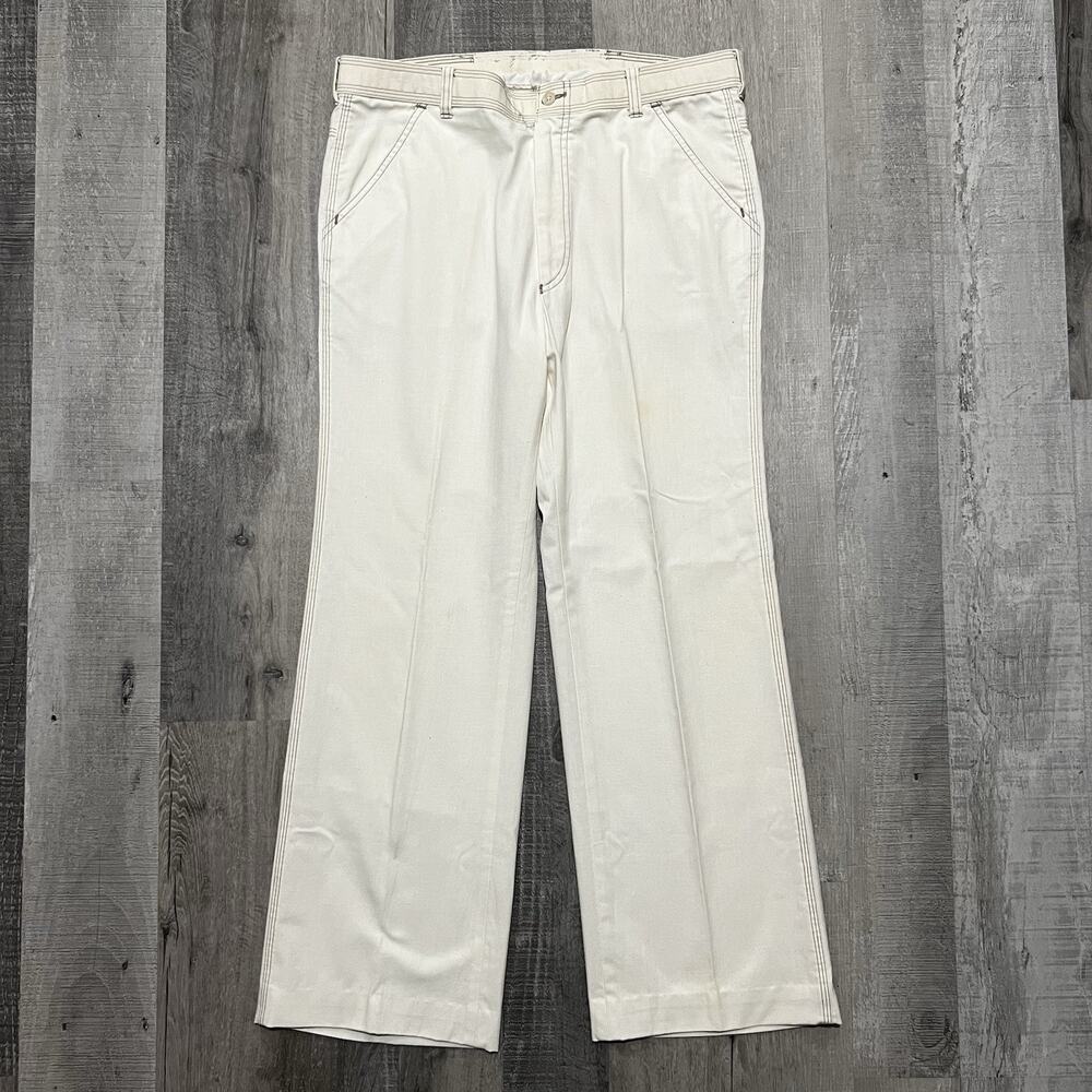 VTG Levi's Action Slacks White Boot Cut Disco Rockabilly Pants 1980s USA Sz 36